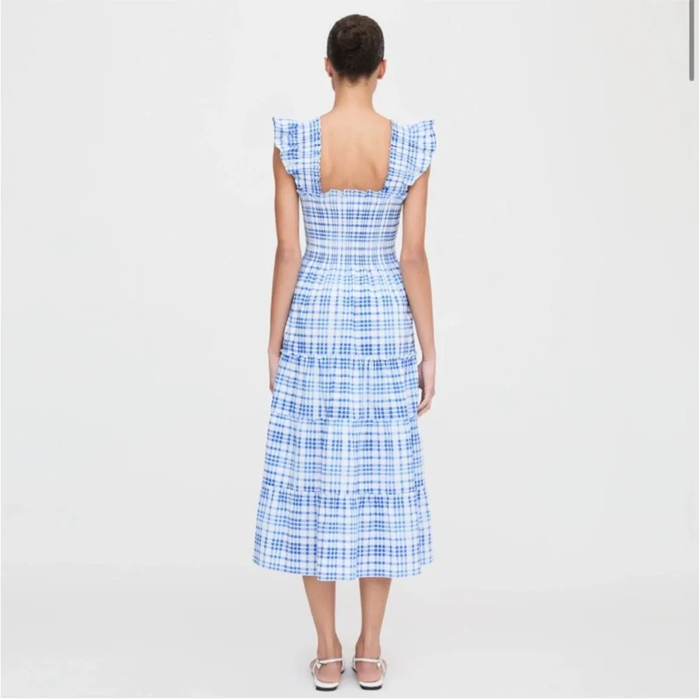 NWT Hill House Water color gingham nap midi dress Blue Size S - Picture 4 of 12